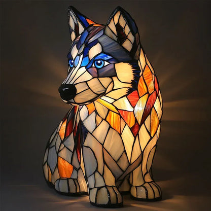 Table Lamp Stained Glass Dog Light Decorative Night Lamp