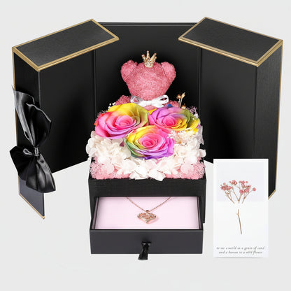 Eternal Roses I Love You 100 Languages Necklace Bear