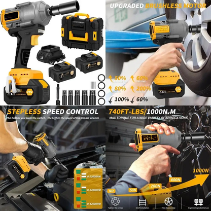 Impact Wrench Cordless Brushless Electric Tool High Torque Set