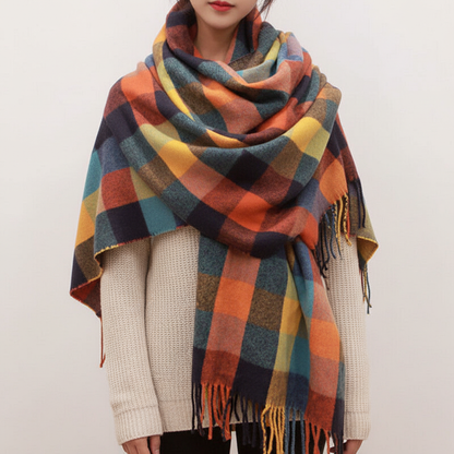 CashmereDream Scarf | Oversized Checked Wrap