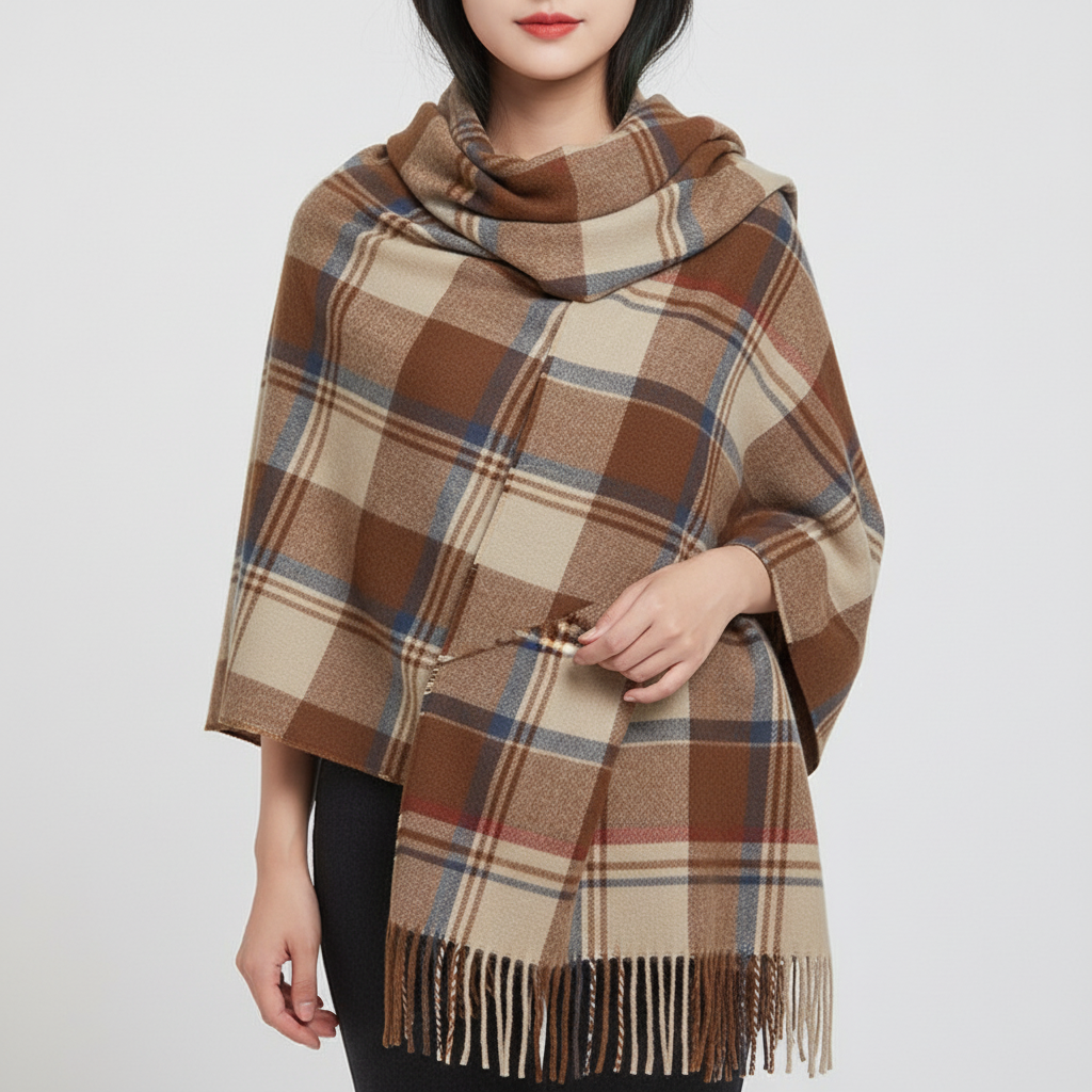 CashmereDream Scarf | Oversized Checked Wrap