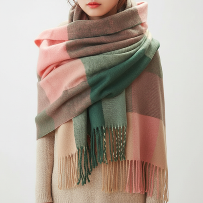 CashmereDream Scarf | Oversized Checked Wrap