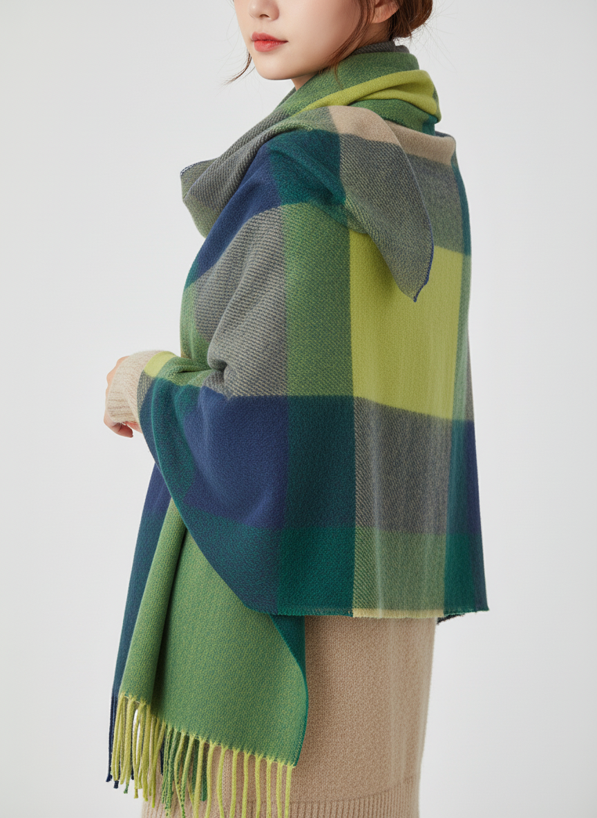 CashmereDream Scarf | Oversized Checked Wrap