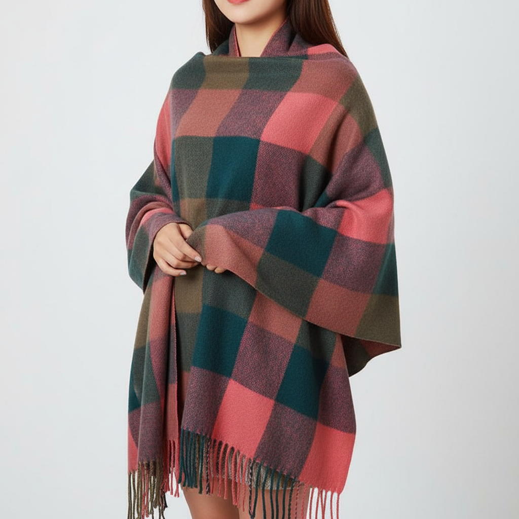 CashmereDream Scarf | Oversized Checked Wrap
