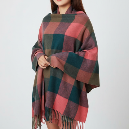 CashmereDream Scarf | Oversized Checked Wrap