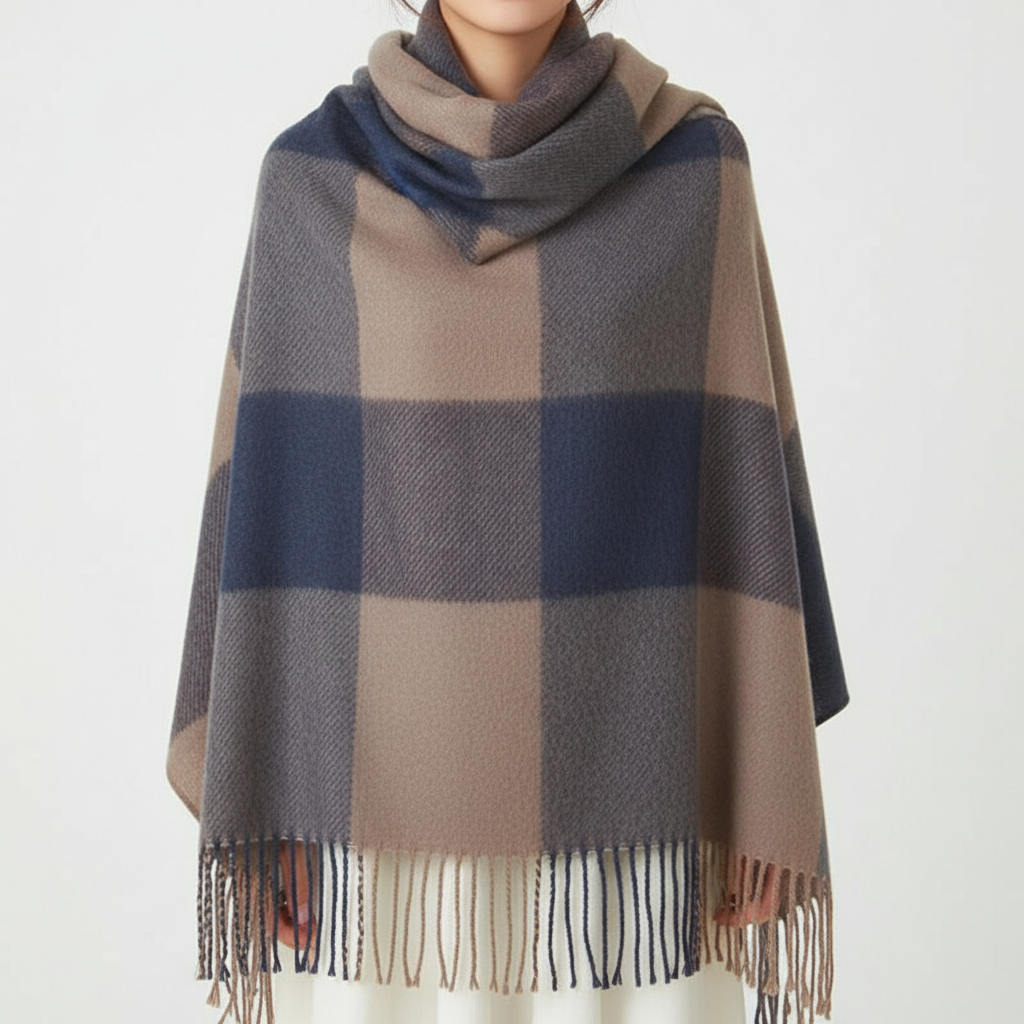 CashmereDream Scarf | Oversized Checked Wrap