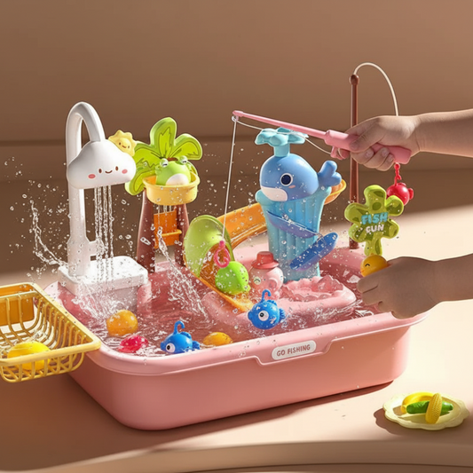 Kids Play Kitchen Sink Toy Running Water Cooking Set