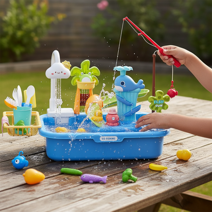 Kids Play Kitchen Sink Toy Running Water Cooking Set