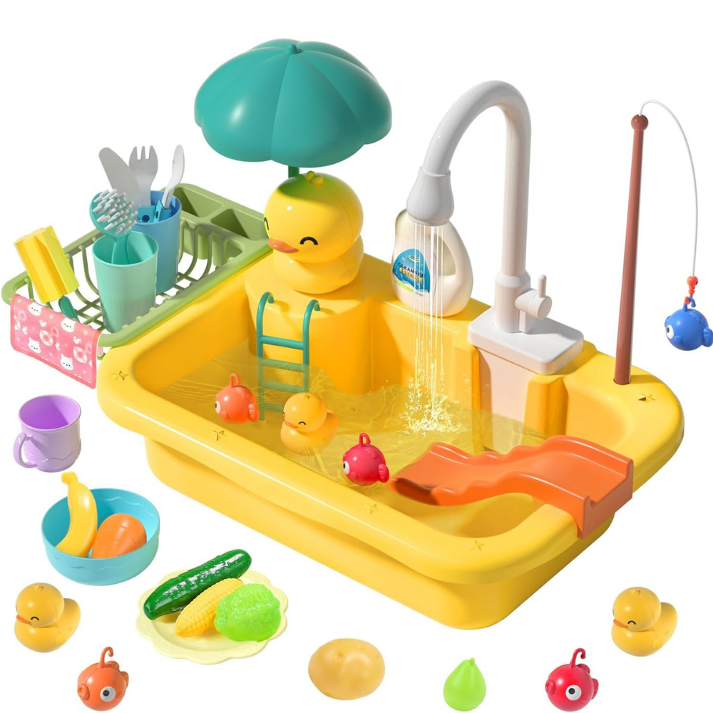 Kids Play Kitchen Sink Toy Running Water Cooking Set