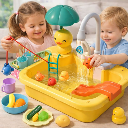 Kids Play Kitchen Sink Toy Running Water Cooking Set