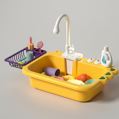 Kids Play Kitchen Sink Toy Running Water Cooking Set