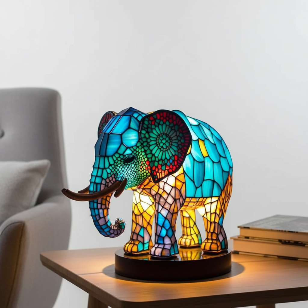 AnimalGlow Table Lamp | Stained-Glass Style Animal Design