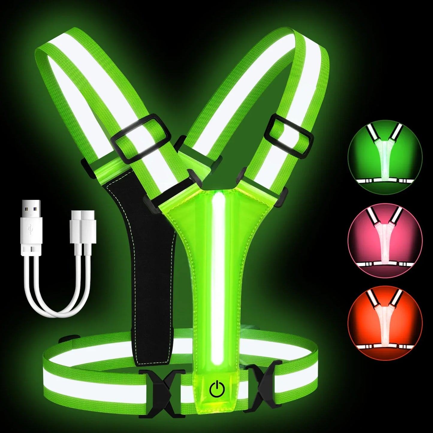 Running Vest LED Reflective Safety Vest Rechargeable High Visibility Gear