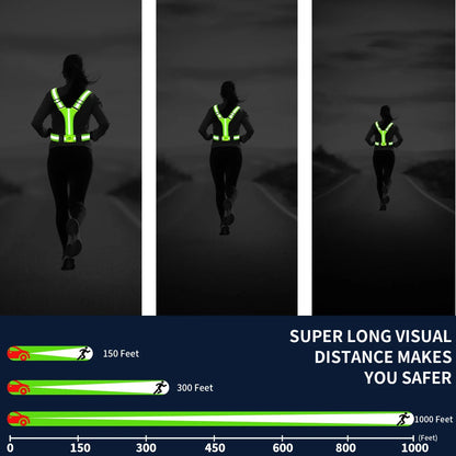 Running Vest LED Reflective Safety Vest Rechargeable High Visibility Gear