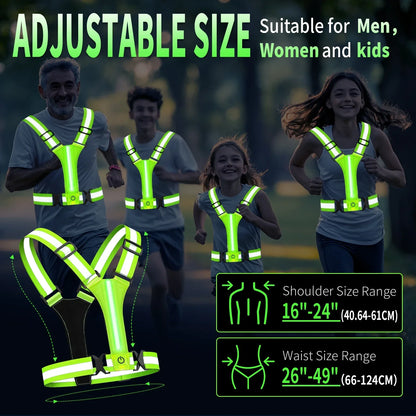 Running Vest LED Reflective Safety Vest Rechargeable High Visibility Gear