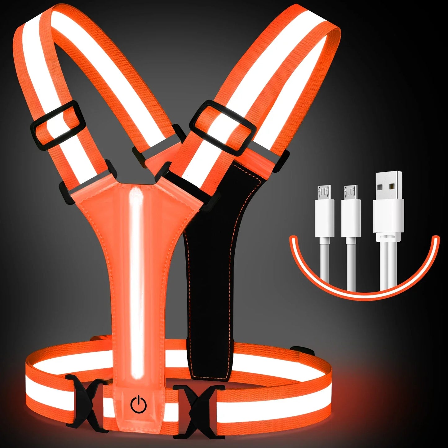 Running Vest LED Reflective Safety Vest Rechargeable High Visibility Gear