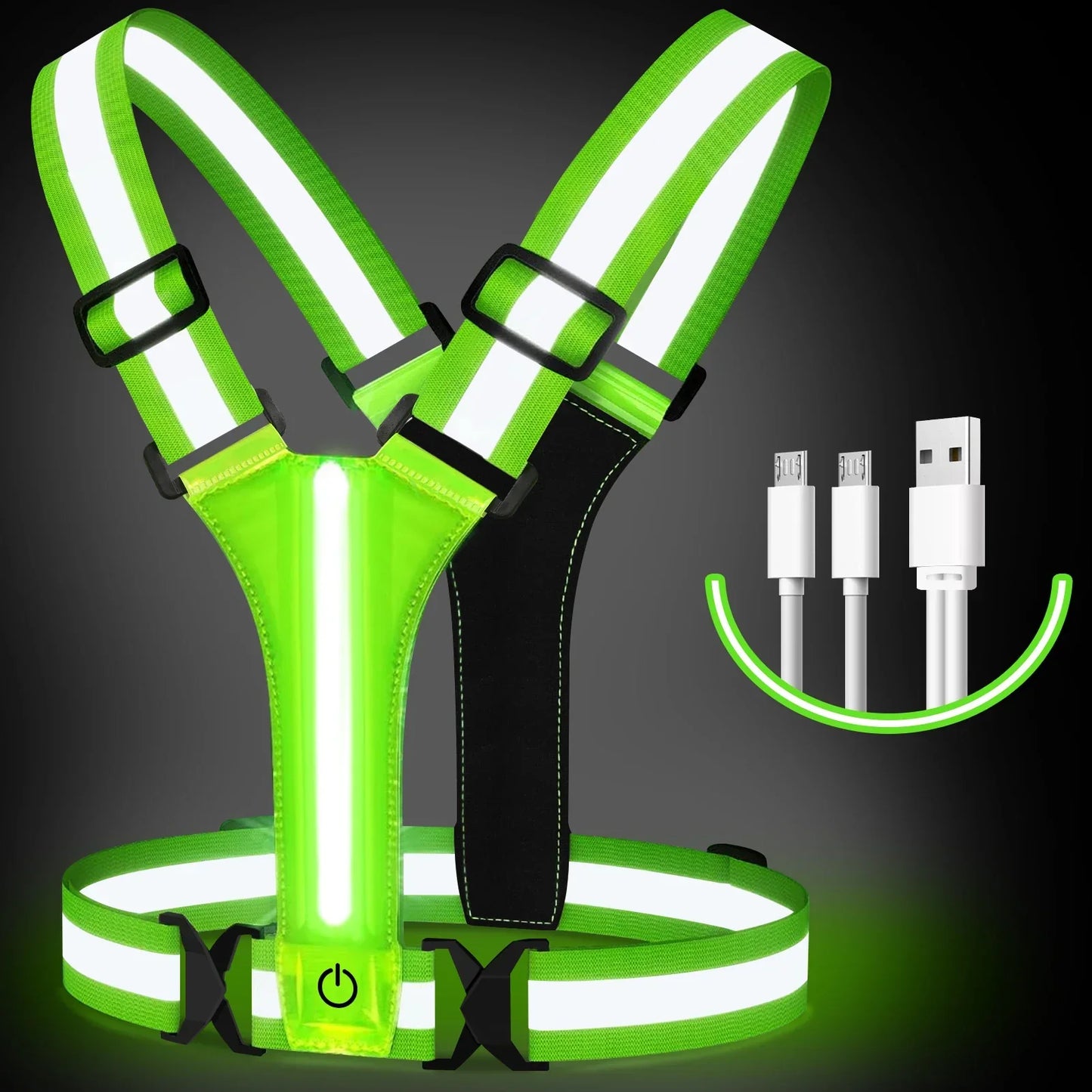 Running Vest LED Reflective Safety Vest Rechargeable High Visibility Gear
