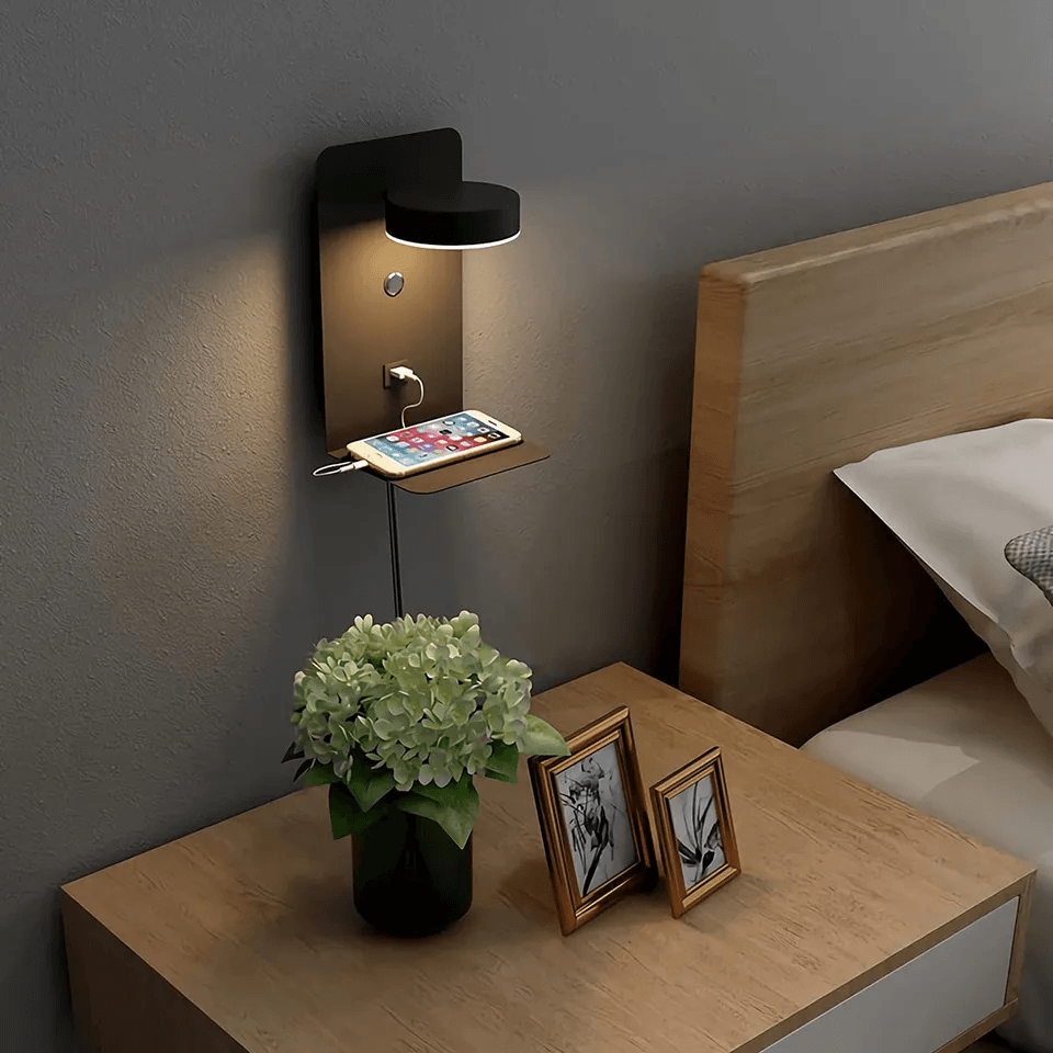 Wall Lamp | Adjustable LED Shelf Light with USB Charging