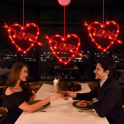 Valentines Day Window Light Hanging Red Glowing Heart