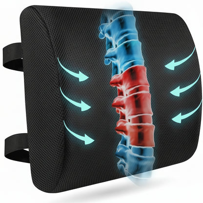 Lumbar Support Pillow Office Chair Back Cushion Mesh Cover