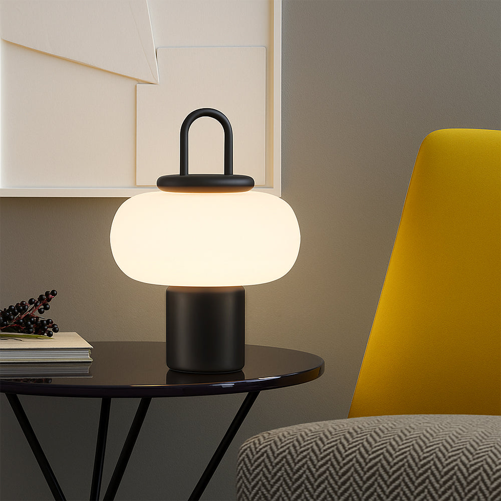 Glass bedside table lamp | Soft diffused LED glow
