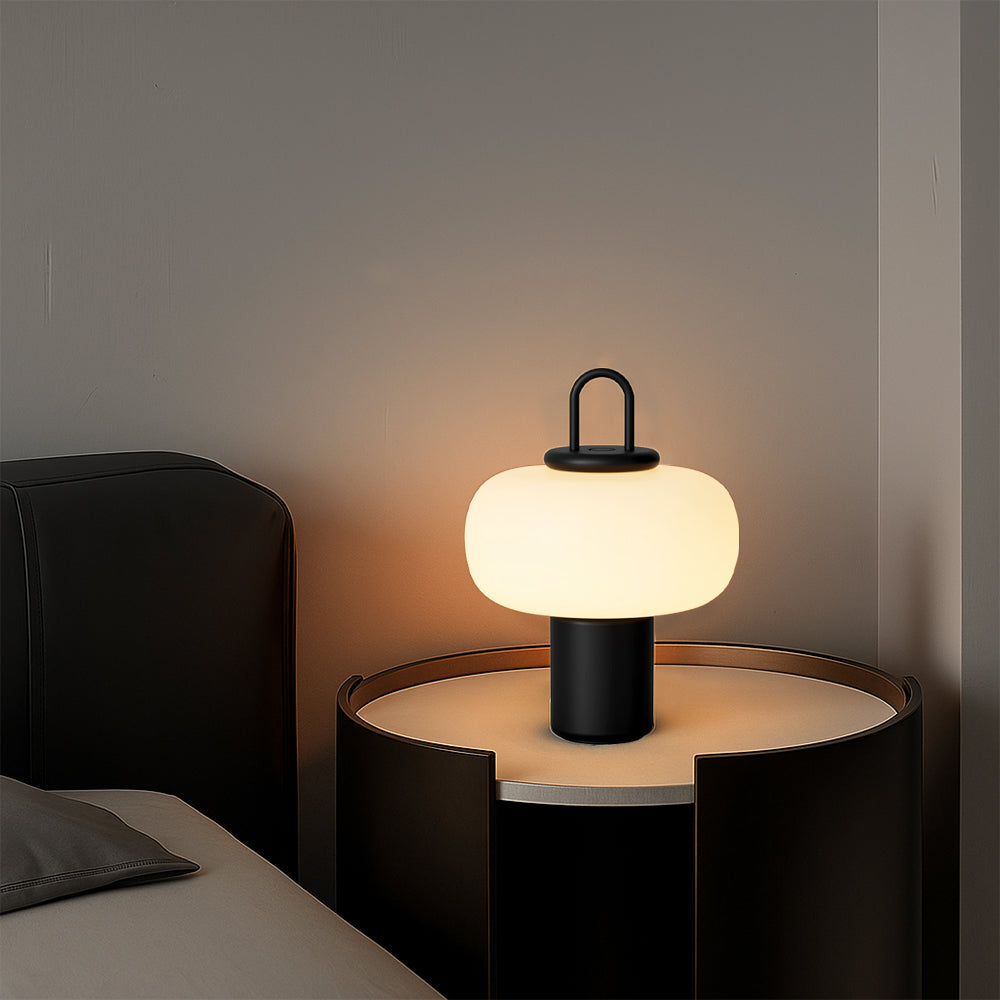 Glass bedside table lamp | Soft diffused LED glow