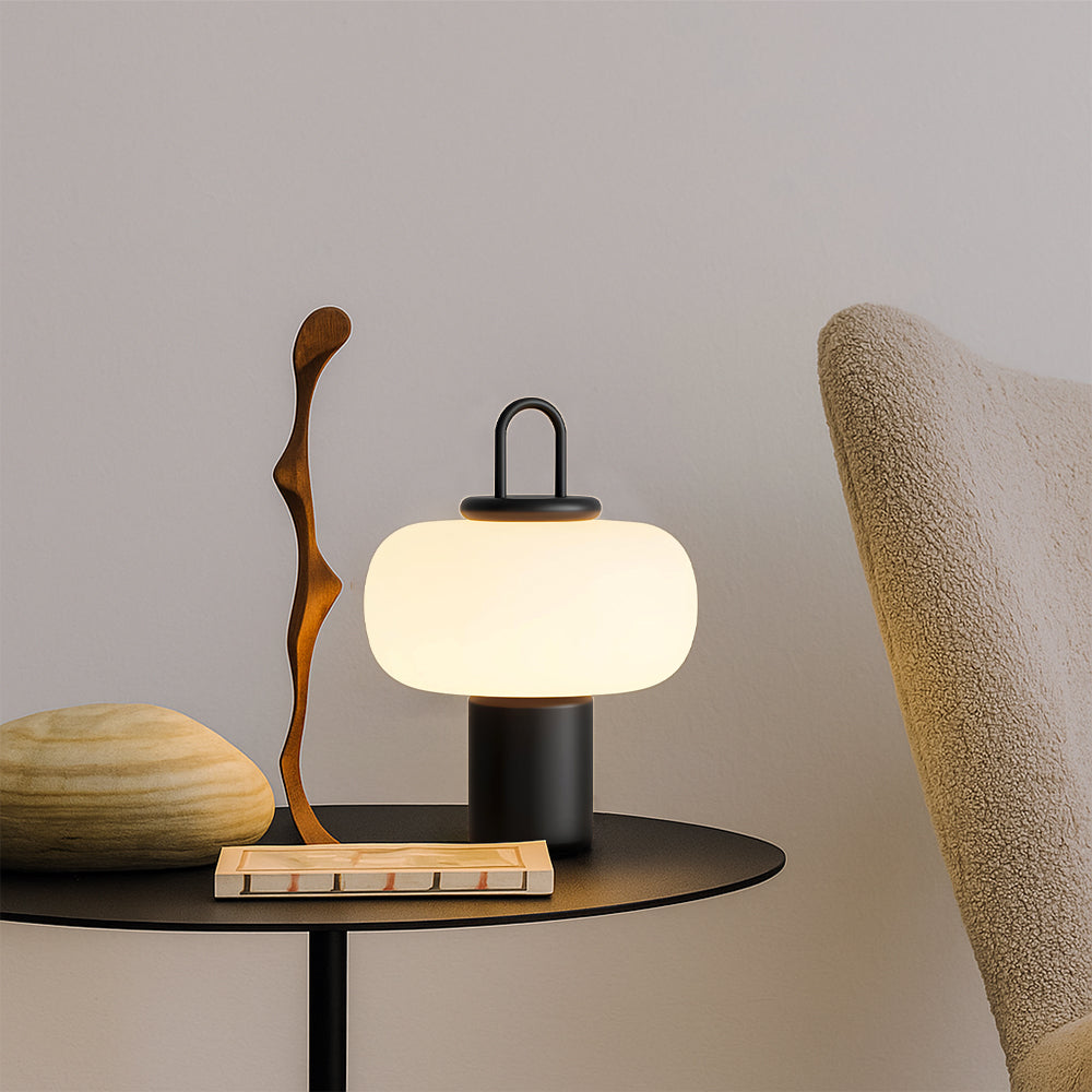 Glass bedside table lamp | Soft diffused LED glow