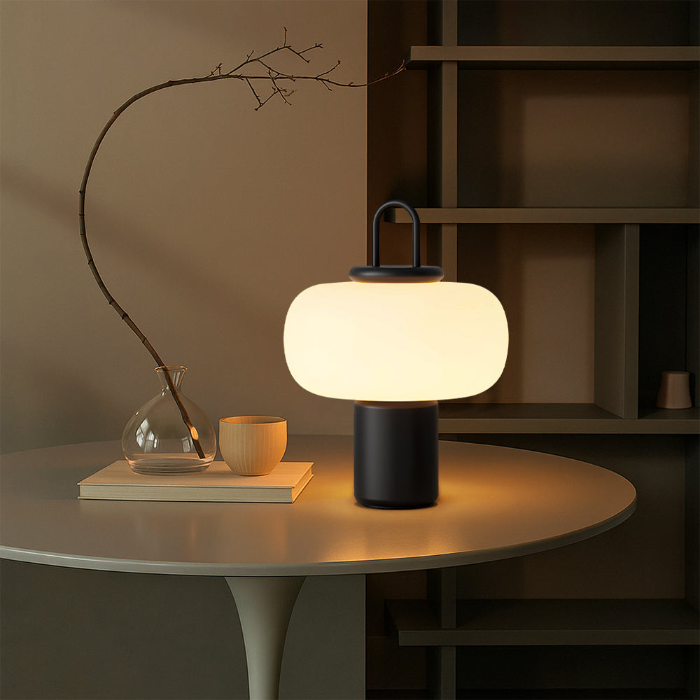 Glass bedside table lamp | Soft diffused LED glow