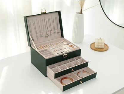 Multi-Layer Leather Jewelry Box | Rings, Necklaces & Bracelets | Organized Storage