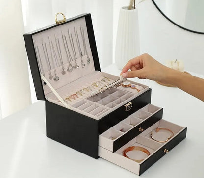 Multi-Layer Leather Jewelry Box | Rings, Necklaces & Bracelets | Organized Storage