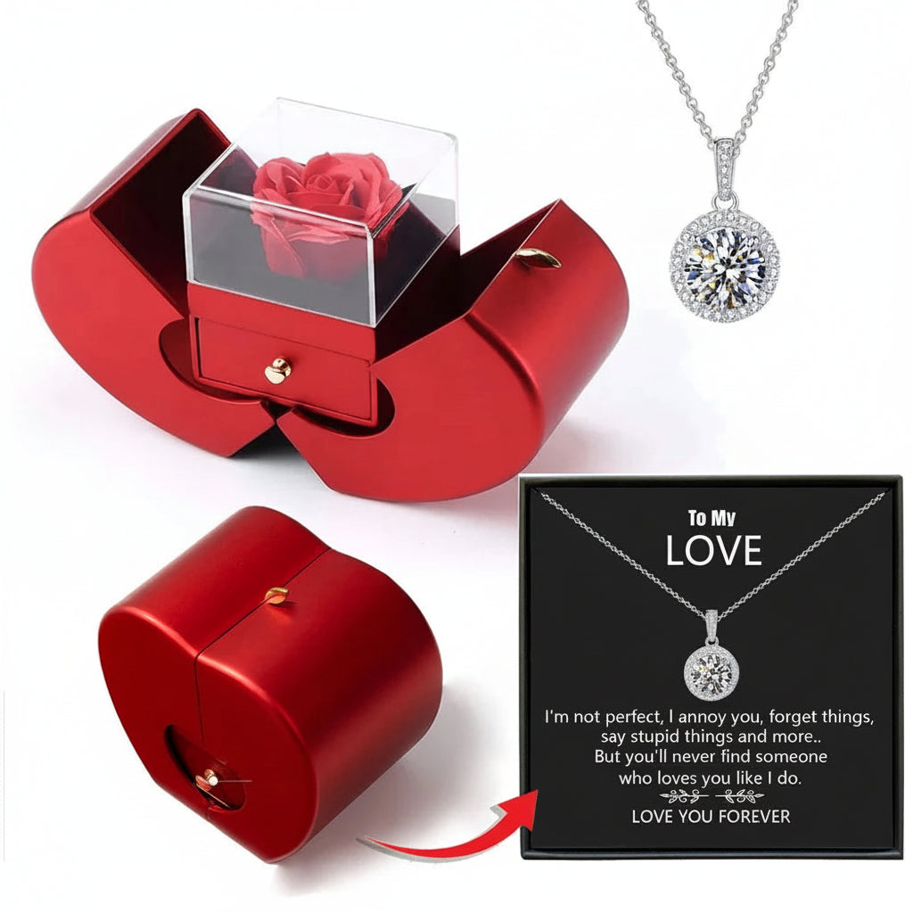 Apple Jewelry Box Eternal Flower Rose Valentines Gift