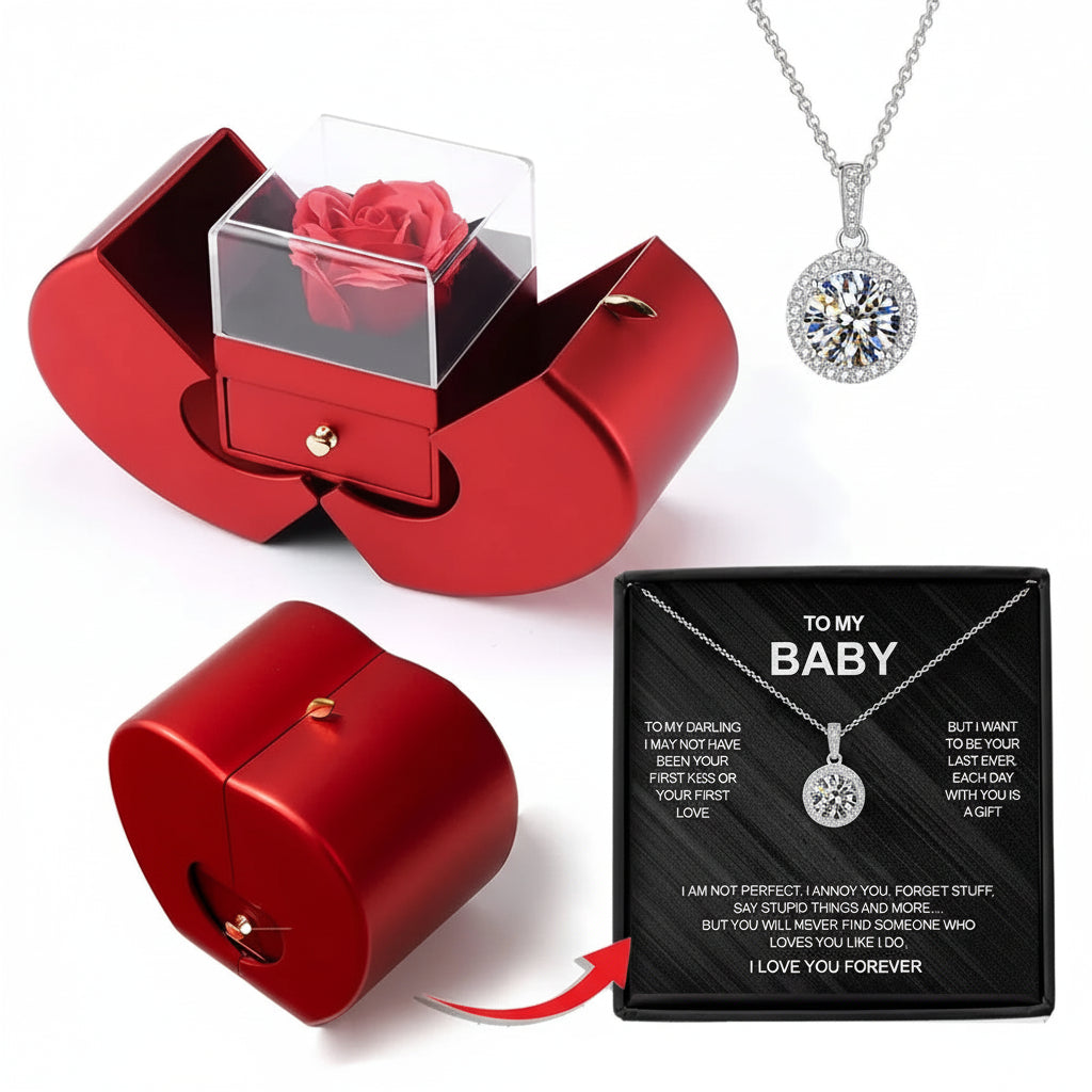 Apple Jewelry Box Eternal Flower Rose Valentines Gift