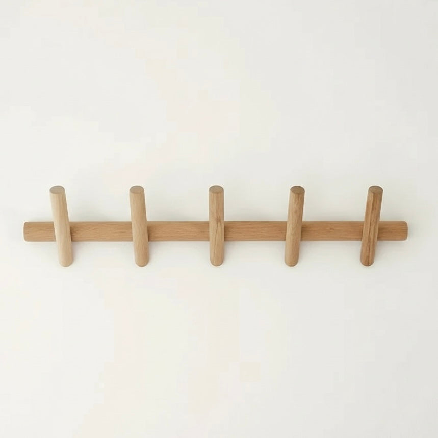 Maeve | Wall-Mounted Oak Coat & Hat Rack (5 Hooks)