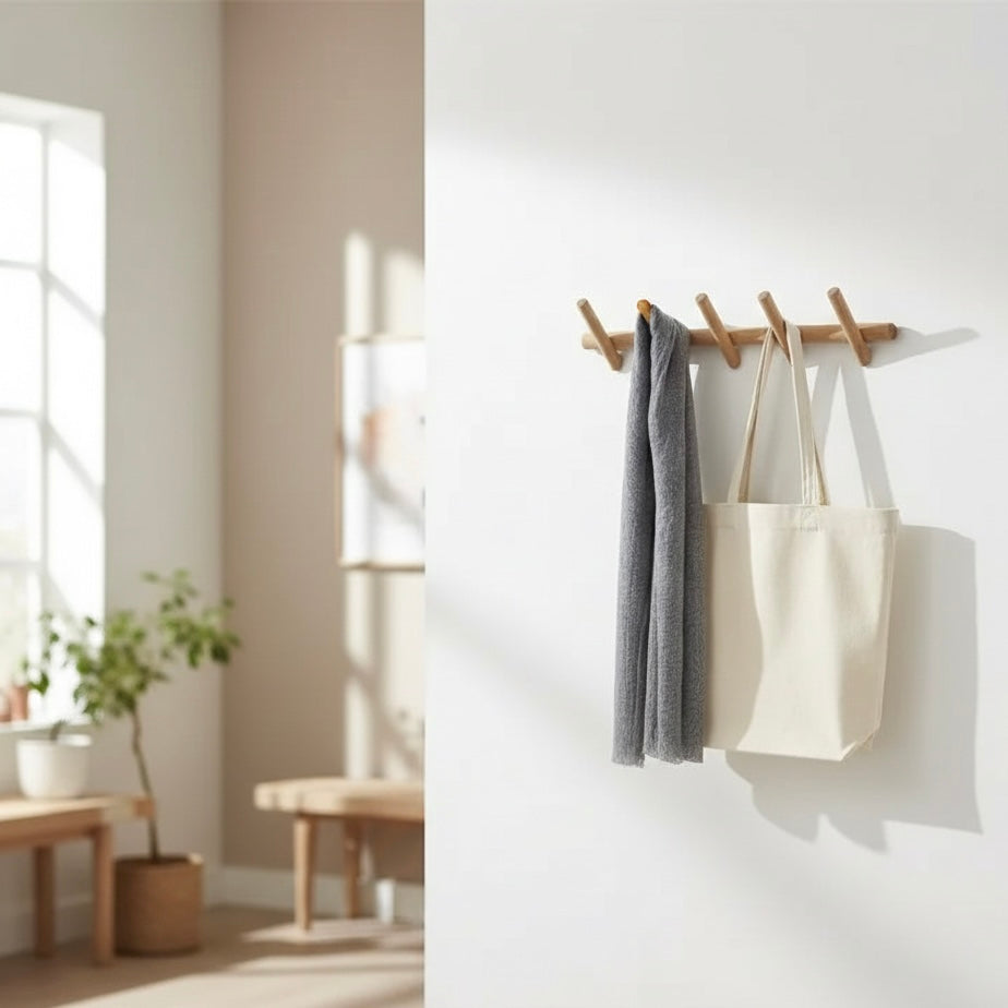 Maeve | Wall-Mounted Oak Coat & Hat Rack (5 Hooks)