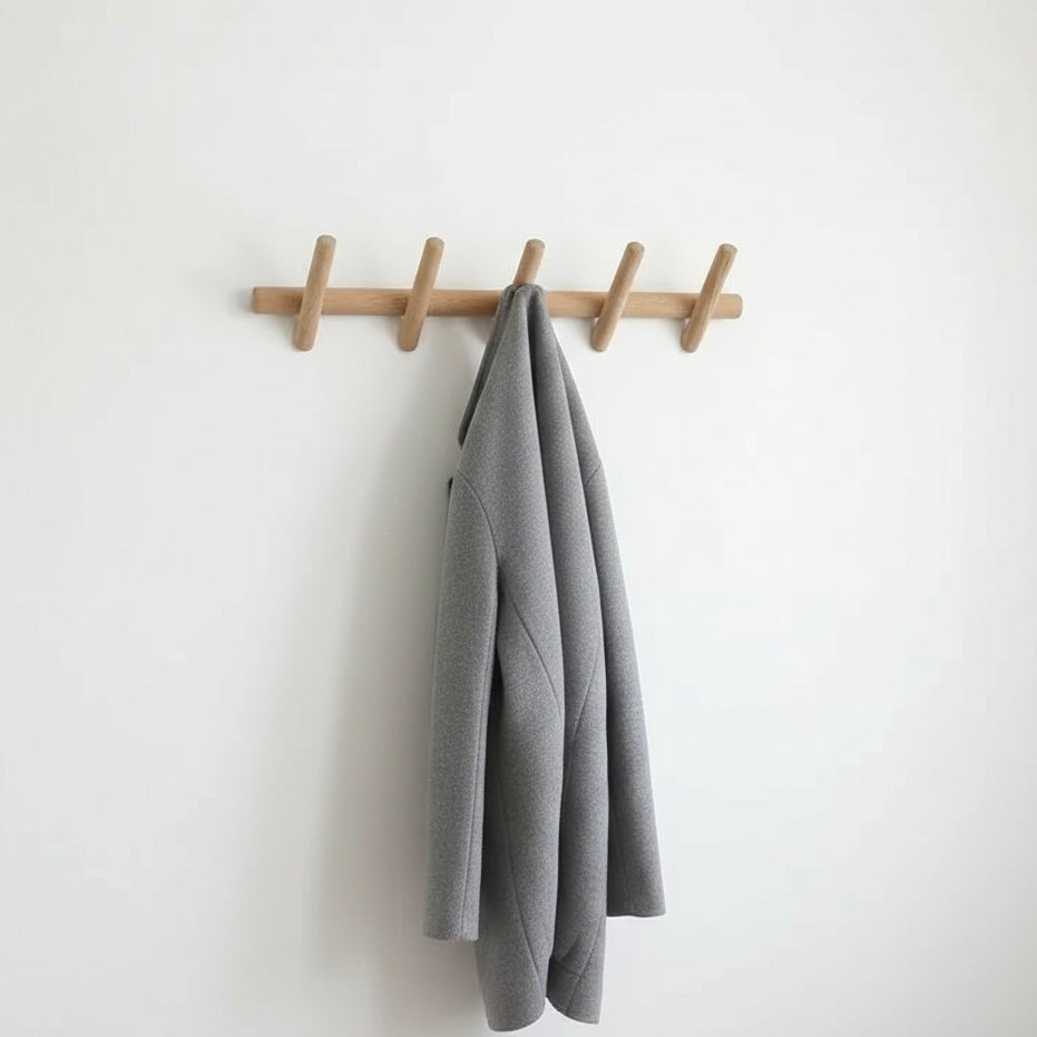 Maeve | Wall-Mounted Oak Coat & Hat Rack (5 Hooks)