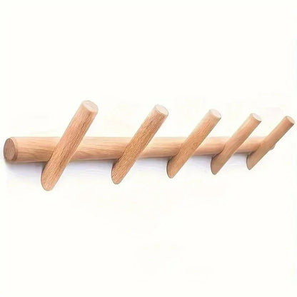 Maeve | Wall-Mounted Oak Coat & Hat Rack (5 Hooks)