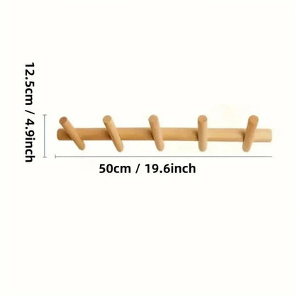 Maeve | Wall-Mounted Oak Coat & Hat Rack (5 Hooks)