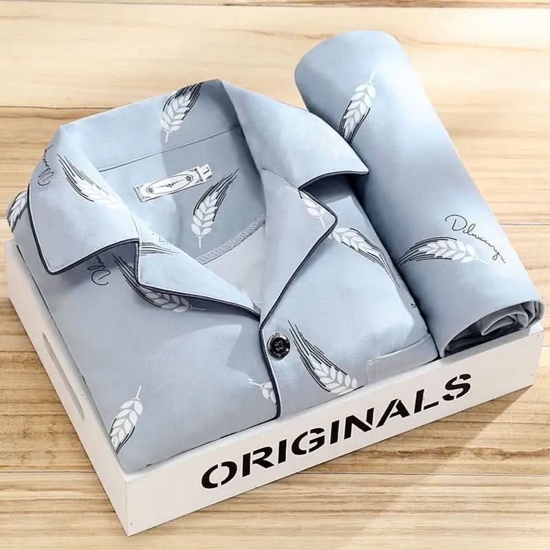 Mens Pajama Set Button Down Soft Breathable Sleepwear