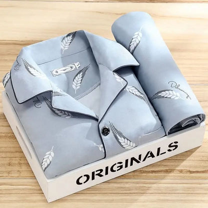 Mens Pajama Set Button Down Soft Breathable Sleepwear