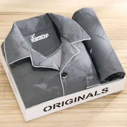 Mens Pajama Set Button Down Soft Breathable Sleepwear