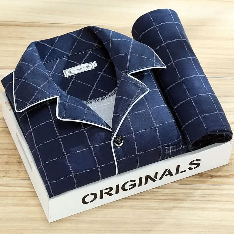 Mens Pajama Set Button Down Soft Breathable Sleepwear