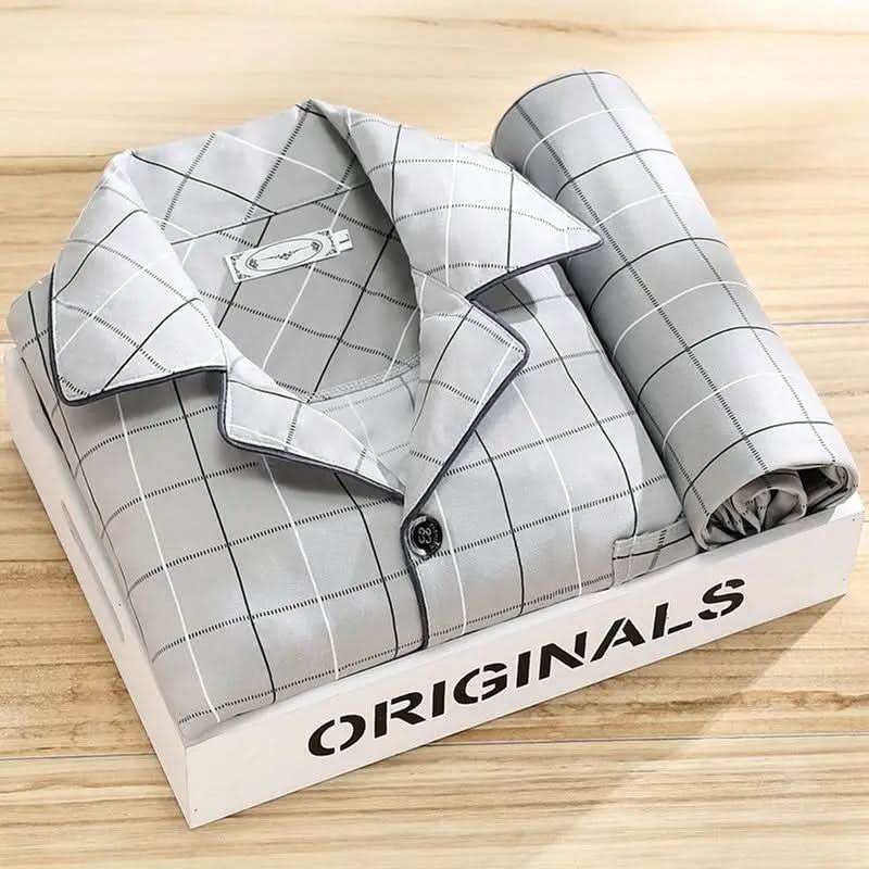Mens Pajama Set Button Down Soft Breathable Sleepwear