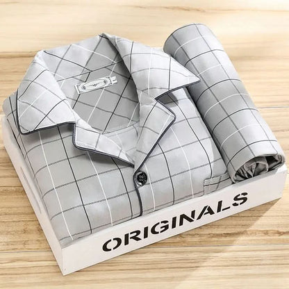 Mens Pajama Set Button Down Soft Breathable Sleepwear