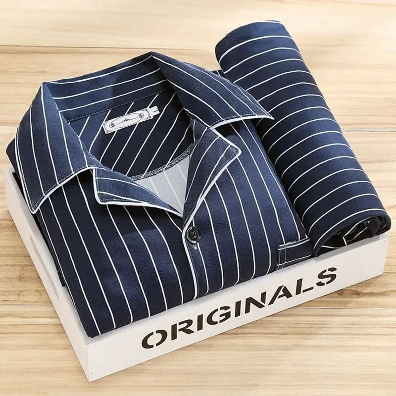 Mens Pajama Set Button Down Soft Breathable Sleepwear