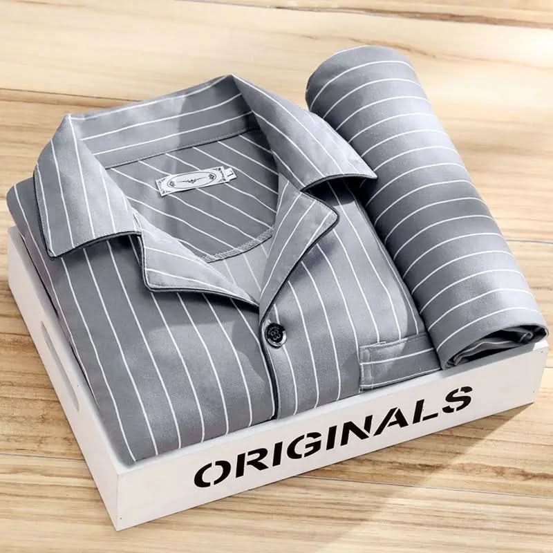 Mens Pajama Set Button Down Soft Breathable Sleepwear