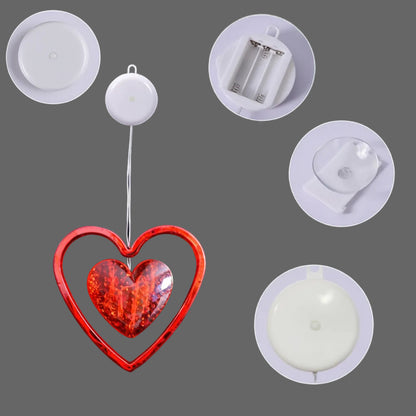 Valentines Day Window Light Hanging Red Glowing Heart
