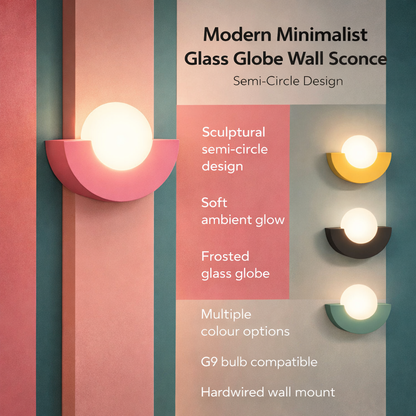 Modern Minimalist Glass Globe Wall Sconce | Semi-Circle Design