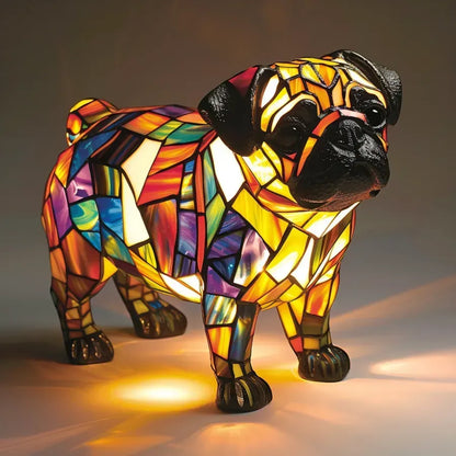 Table Lamp Stained Glass Dog Light Decorative Night Lamp