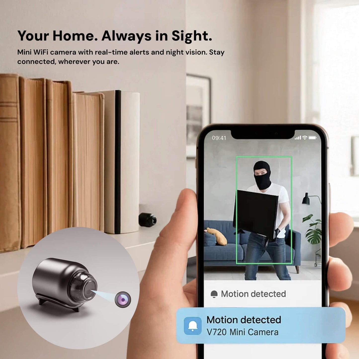 NexaGuard Smart Mini WiFi Camera | 1080P HD | 140° Wide Angle | Night Vision | Motion Alerts