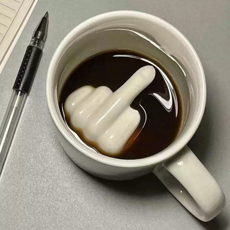 Coffee Mug Funny Ceramic Cup Creative Middle Finger Design for Home